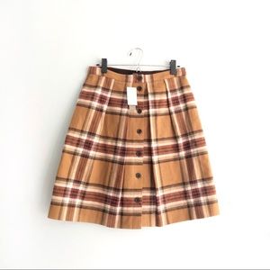 J.Crew Mustard Plaid Button-Front Skirt NWT Sz 8